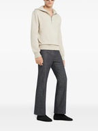 beige zip-neck sweater, Courrèges sweater, Spring-Summer collection, men's fashion, polo sweater