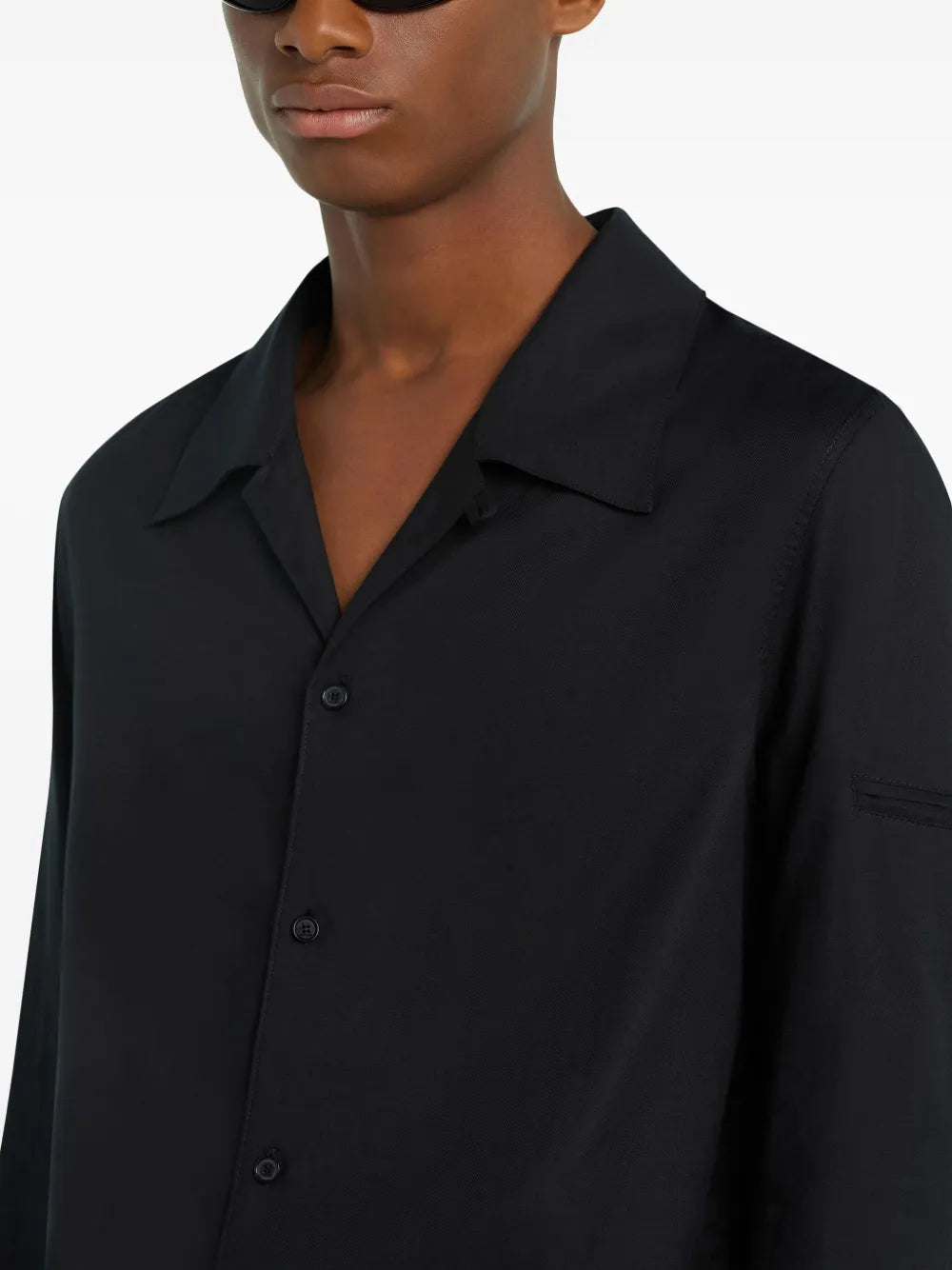 black cotton shirt, Courrèges shirt, men's cotton shirt, premium shirt, pointed collar shirt