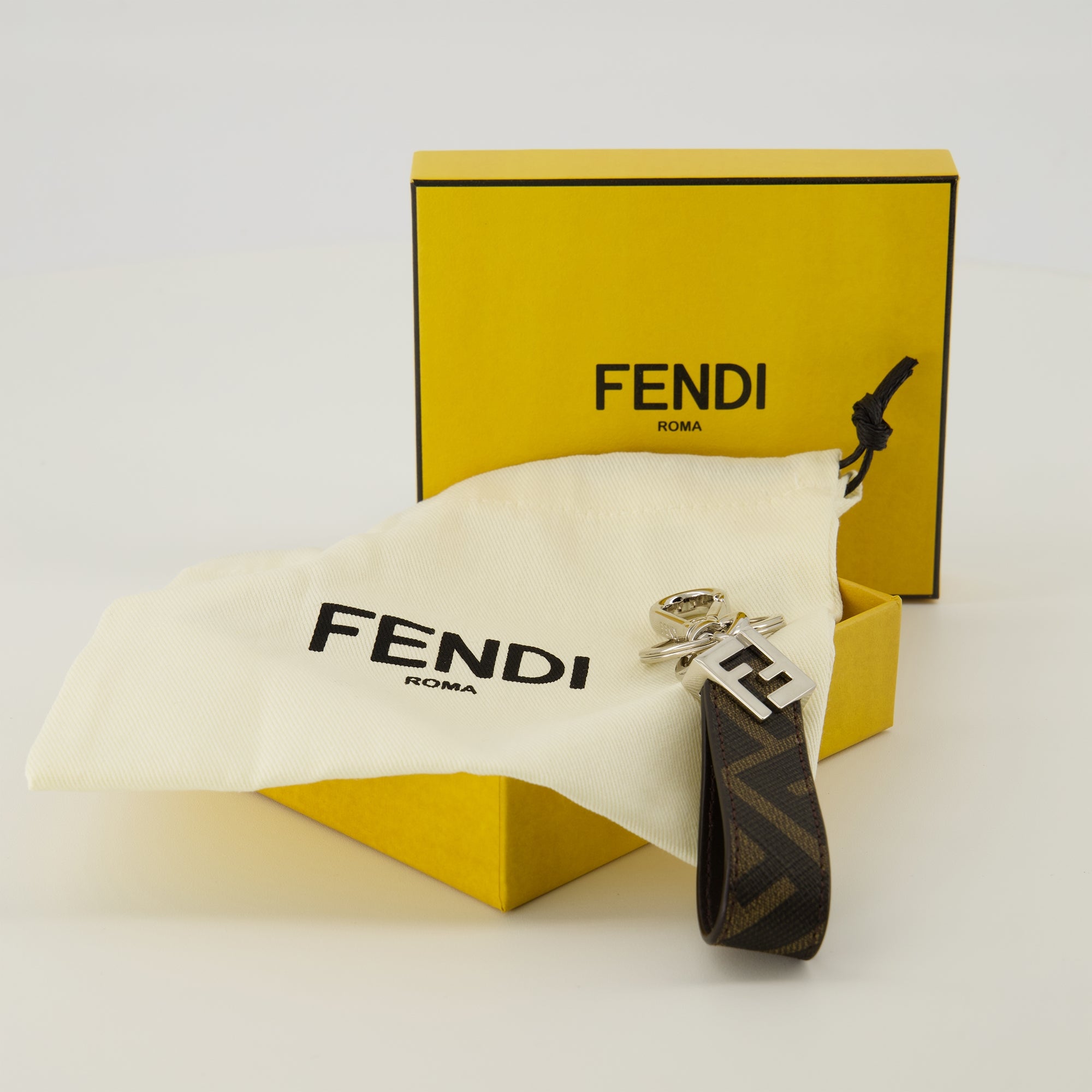 Image of Squared FF Brown keychain by Fendi for Men - Season Spring-Summer 2026 - Detail View 2