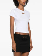 white t-shirt, Diesel clothing, Oval D logo, cut-out effect, cotton t-shirt