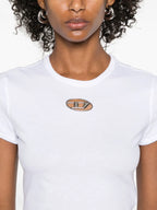 white t-shirt, Diesel clothing, Oval D logo, cut-out effect, cotton t-shirt