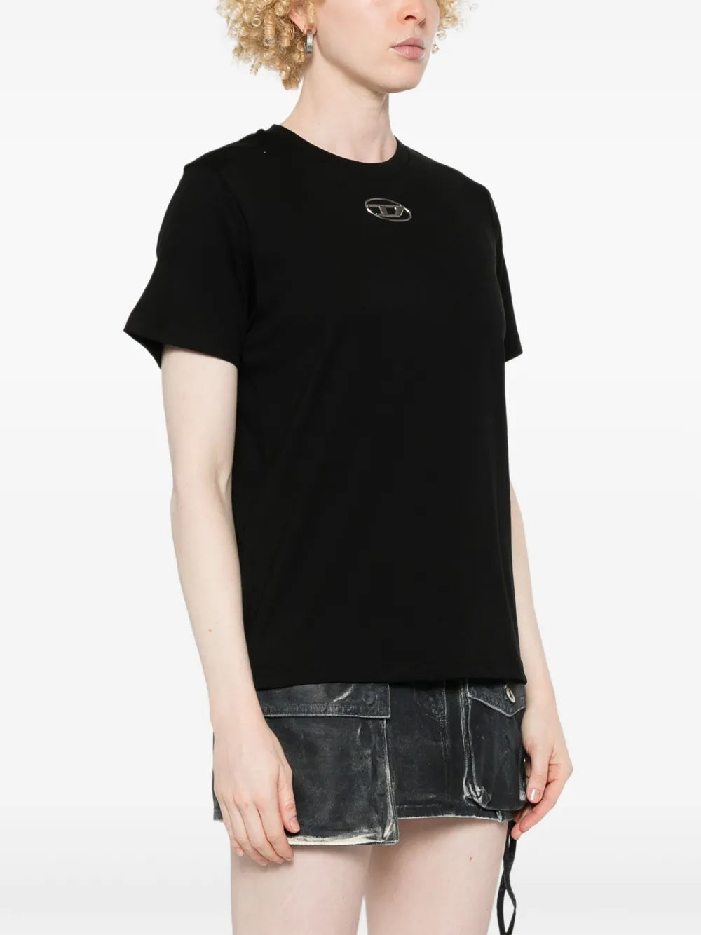 Diesel D-Uncuntie T-shirt, black cotton T-shirt, embossed logo shirt, Spring-Summer 2025 collection, essential wardrobe piece