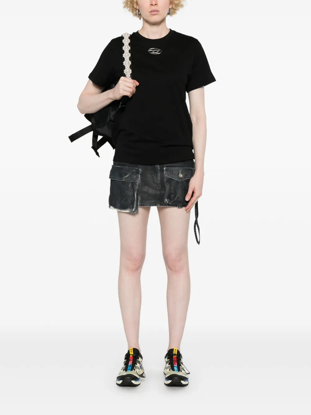 Diesel D-Uncuntie T-shirt, black cotton T-shirt, embossed logo shirt, Spring-Summer 2025 collection, essential wardrobe piece