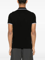 Image of Black Polo with Tricolor Trim by Moncler for Men - Season Spring-Summer 2025 - Detail View 1