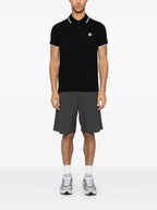 Image of Black Polo with Tricolor Trim by Moncler for Men - Season Spring-Summer 2025 - Back View