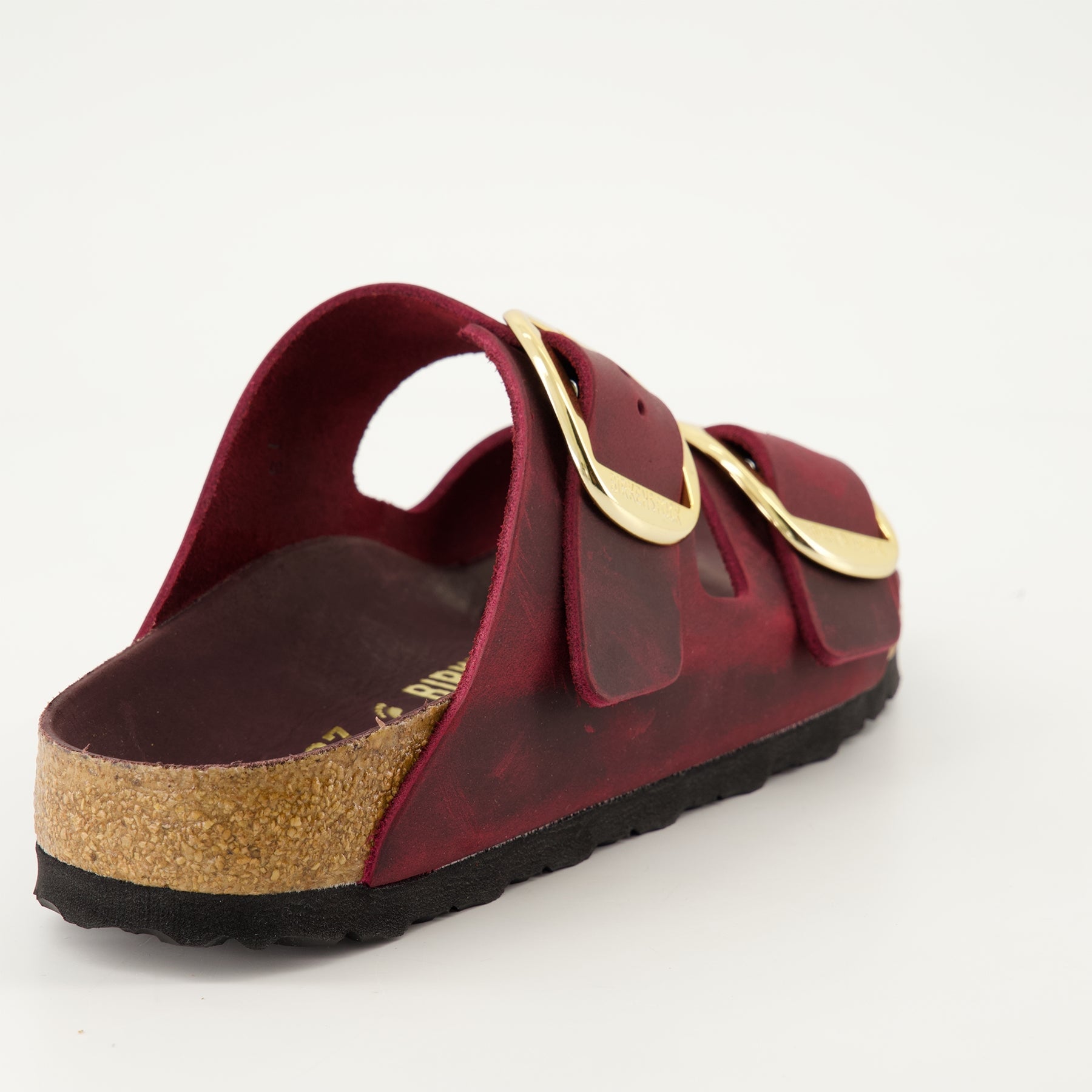 Arizona sandals, leather sandals, burgundy sandals, big buckle sandals, luxury footwear