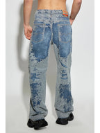 D-Macro jeans, denim jeans, faded blue jeans, wide cut jeans, vintage effect jeans