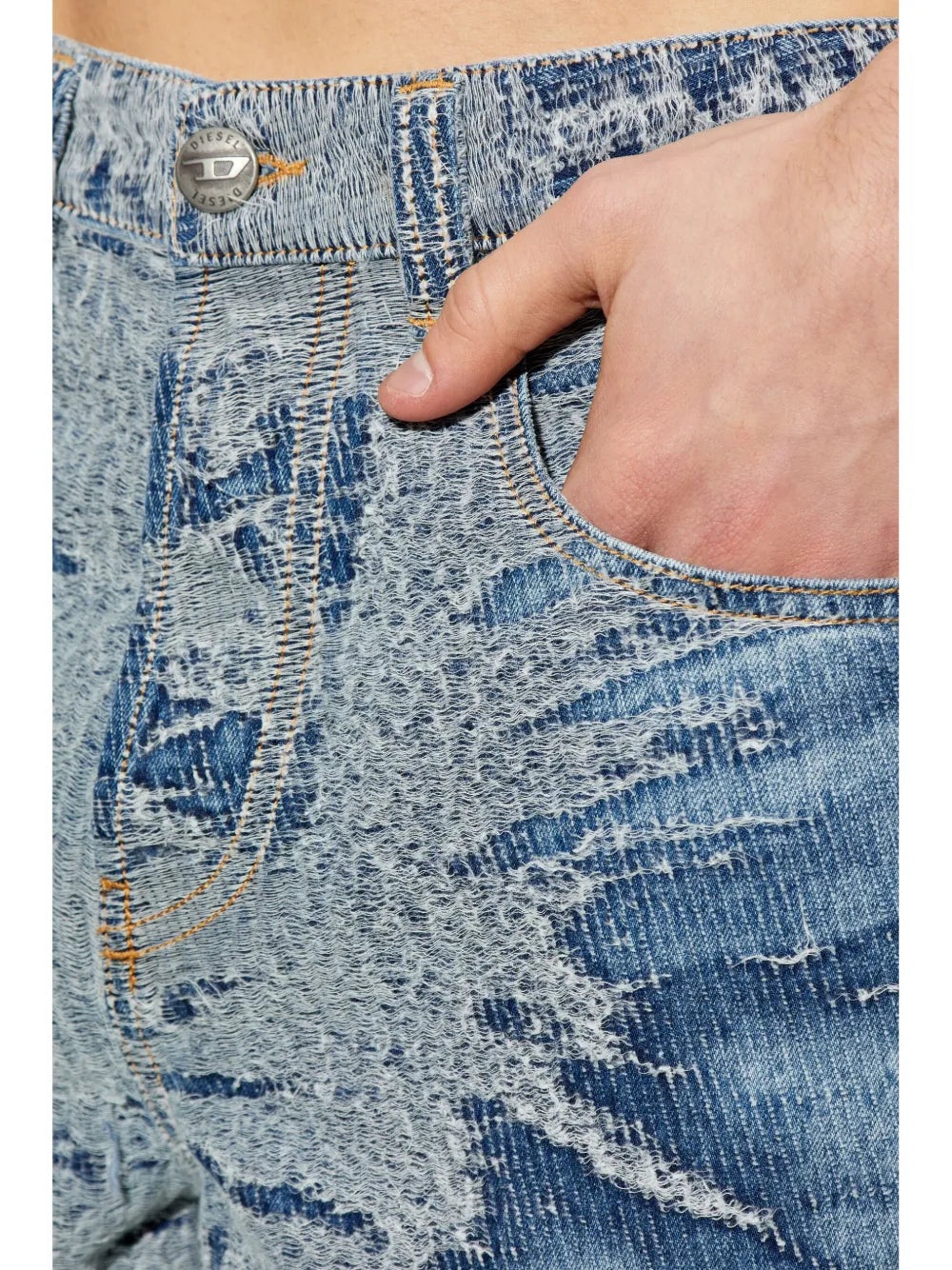 D-Macro jeans, denim jeans, faded blue jeans, wide cut jeans, vintage effect jeans