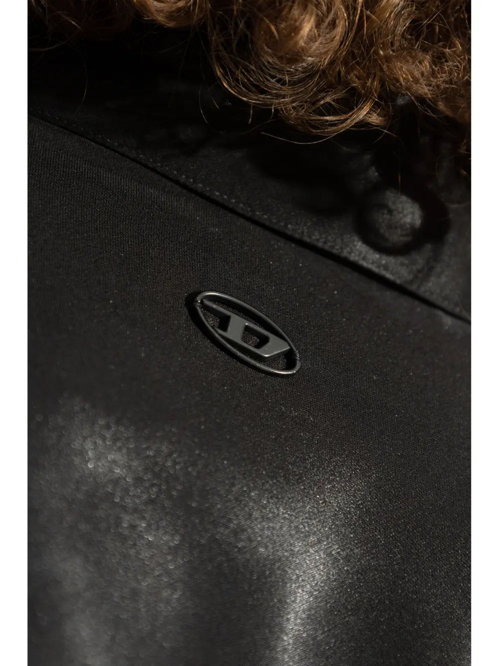 laminated shirt, Diesel black shirt, classic collar shirt, metallic finish shirt, women's casual shirt