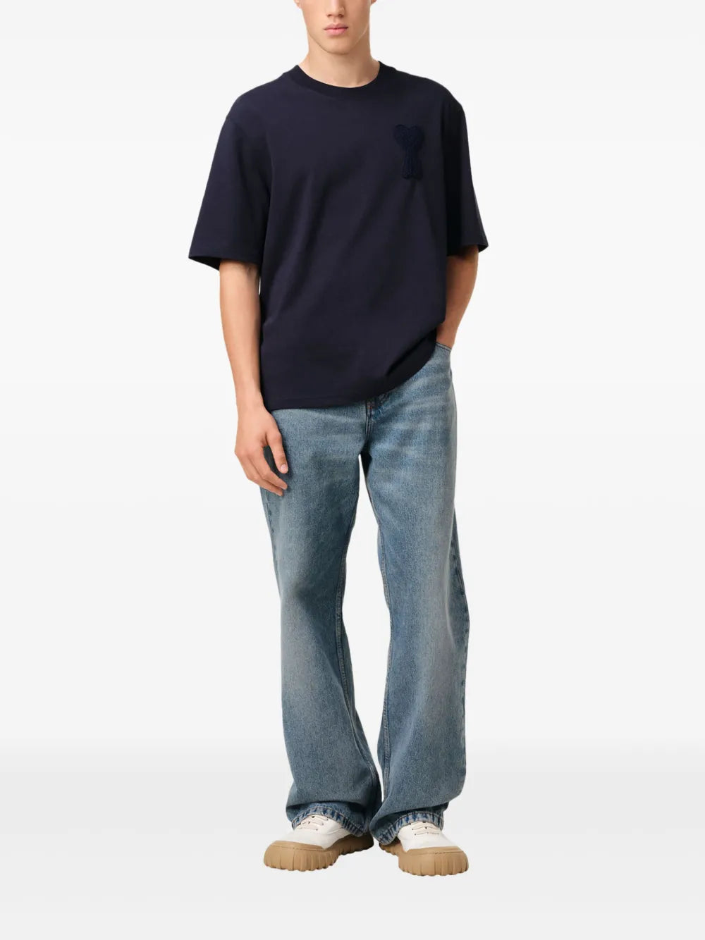 navy T-shirt, organic cotton t-shirt, AMI Paris, Ami de coeur, casual wear