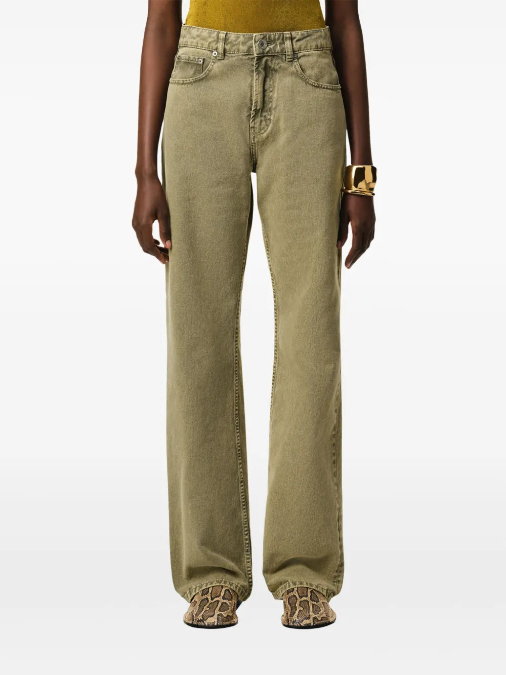 Kaki Weite Beinform Jeans