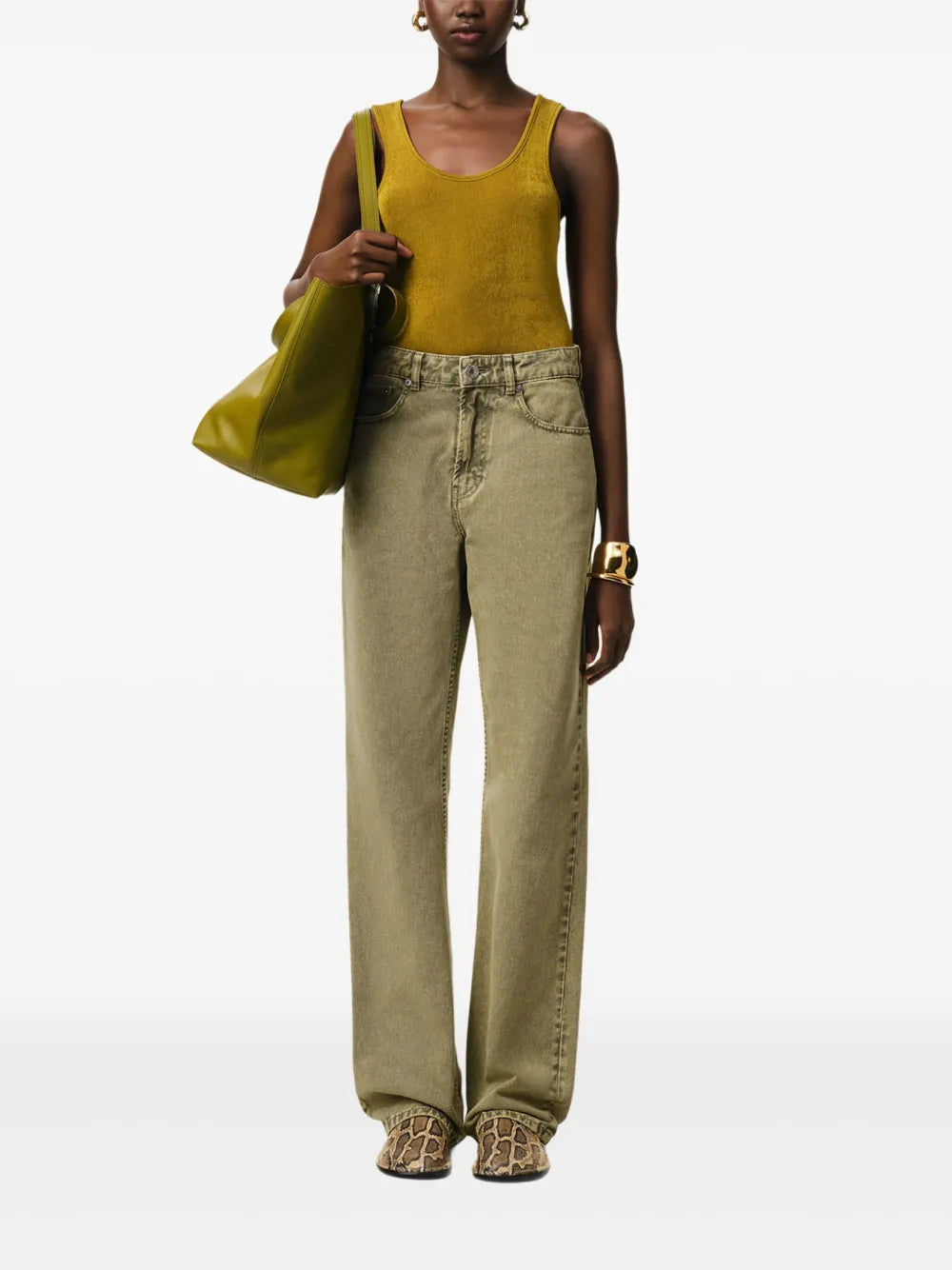 Kaki Weite Beinform Jeans