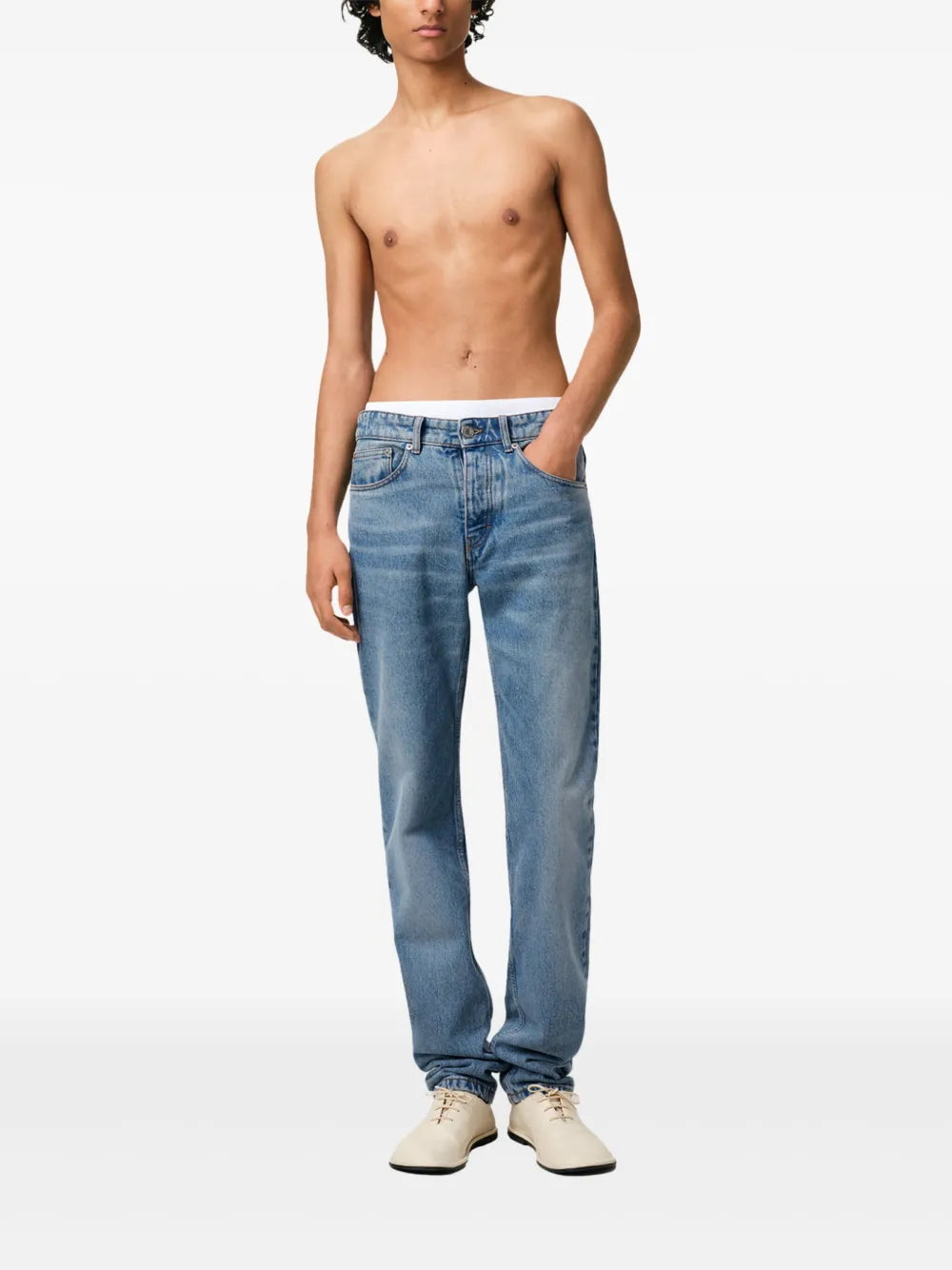 Image of Denim Straight Jeans by Ami PARIS for Men - Season Spring-Summer 2025 - Back View