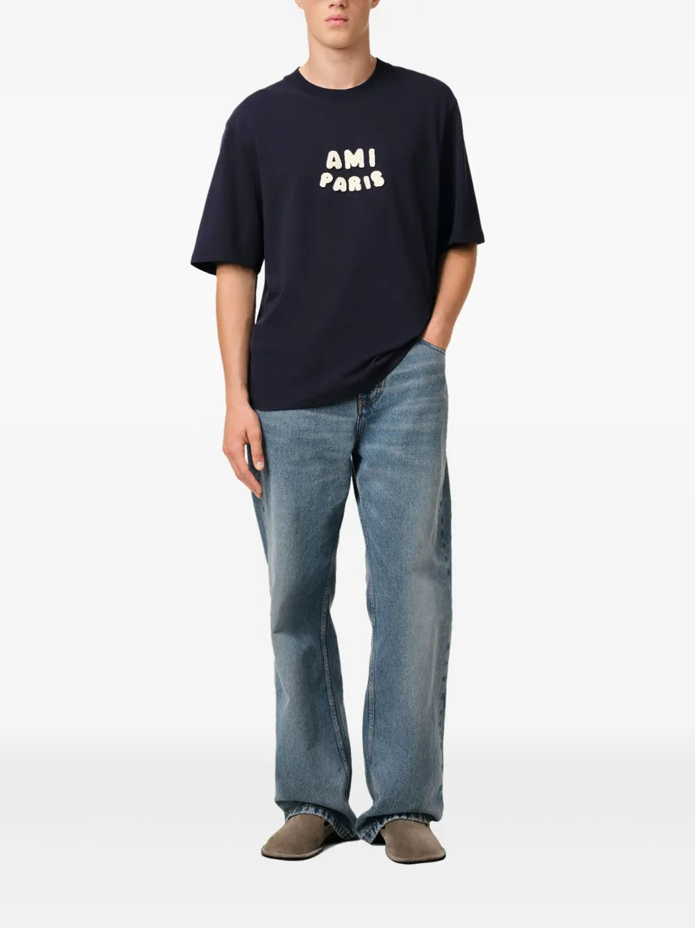 Ami Paris T-shirt, navy T-shirt, oversized T-shirt, cotton T-shirt, unisex fashion