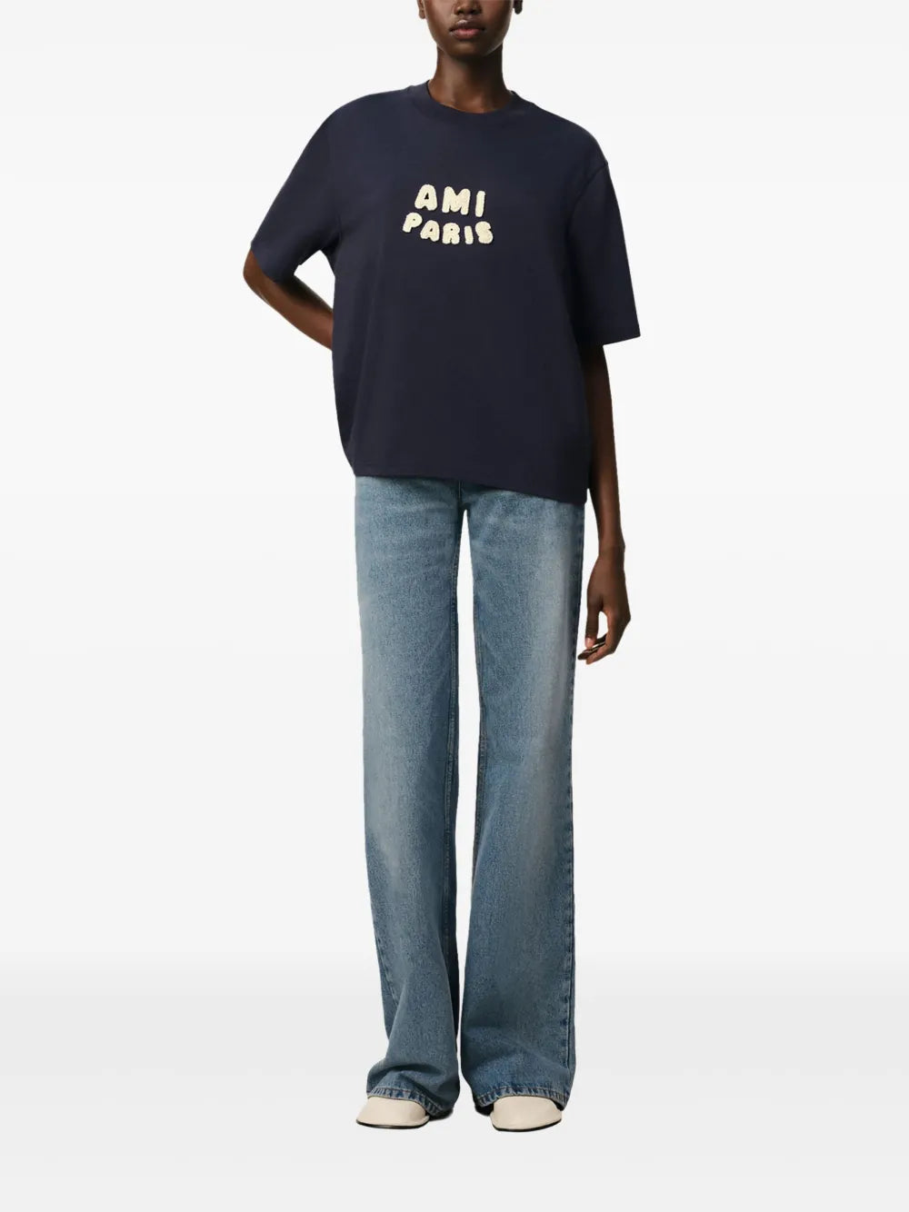 Ami Paris T-shirt, navy T-shirt, oversized T-shirt, cotton T-shirt, unisex fashion