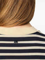 striped t-shirt, AMI PARIS, cotton shirt, oversized fit, casual wear