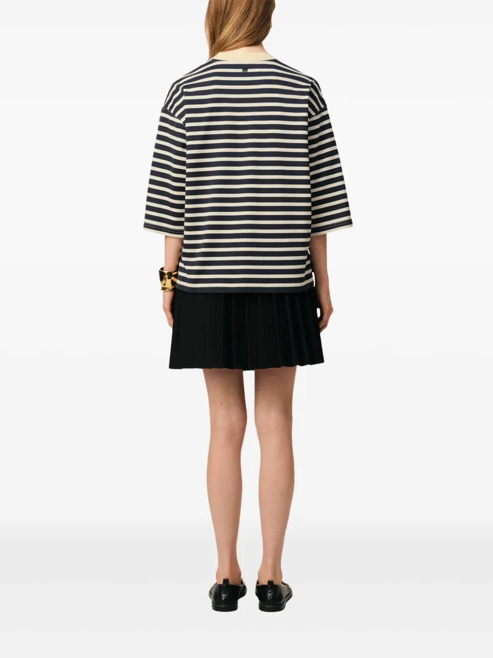 striped t-shirt, AMI PARIS, cotton shirt, oversized fit, casual wear