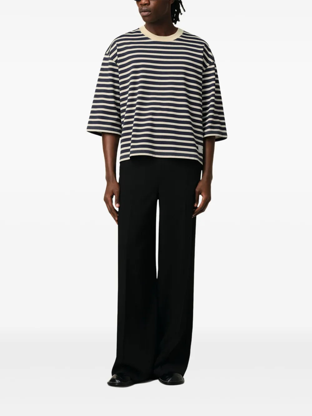 striped t-shirt, AMI PARIS, cotton shirt, oversized fit, casual wear