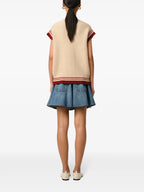 Pull sans manches en tricot côtelé