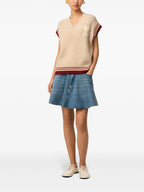 Pull sans manches en tricot côtelé