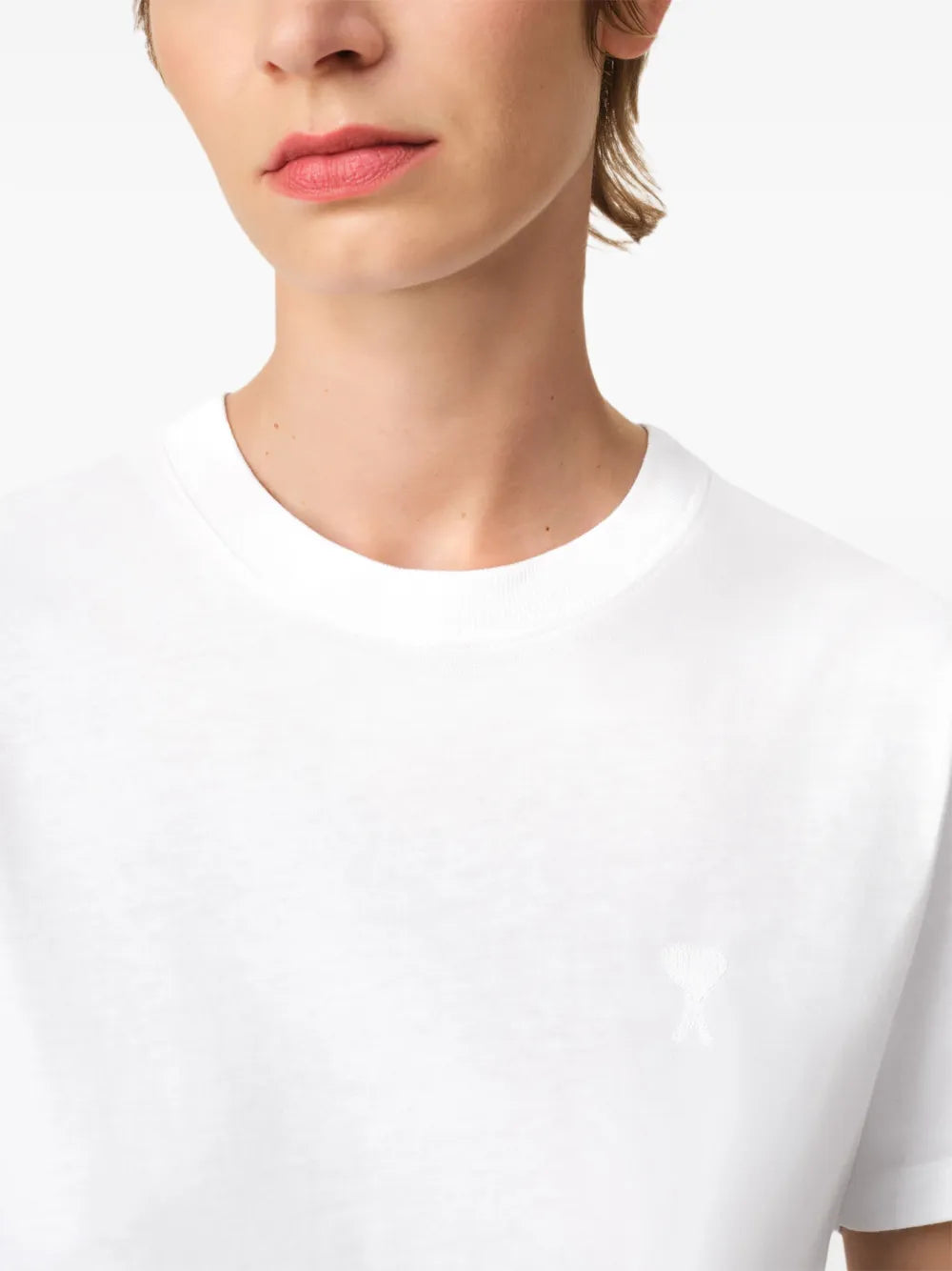 AMI Paris, White T-shirt, Red Heart logo, Luxury clothing, Casual elegance