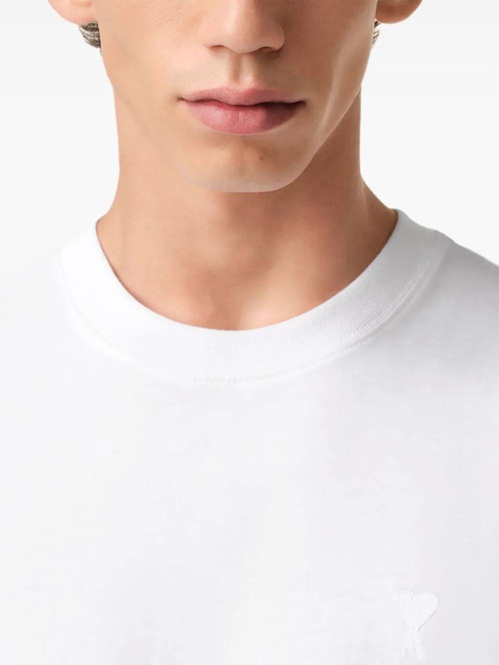 AMI Paris, White T-shirt, Red Heart logo, Luxury clothing, Casual elegance