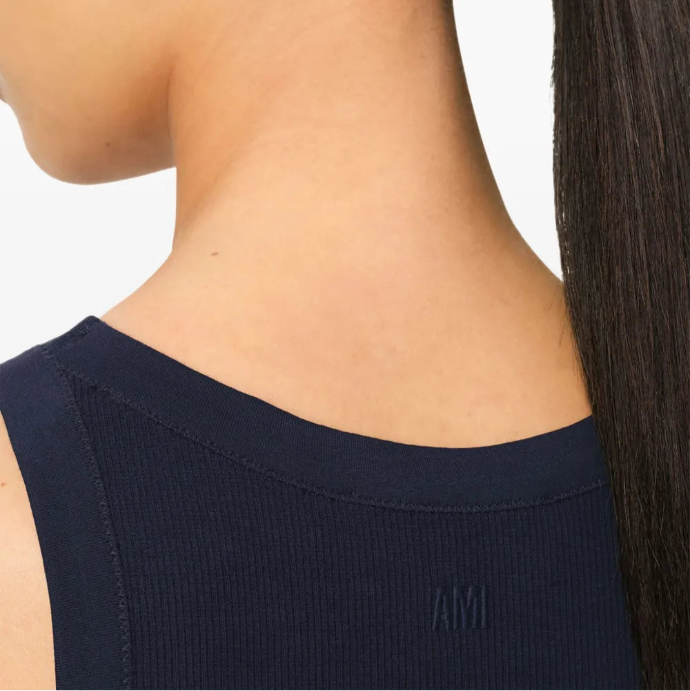 navy tank top, ribbed top, cotton tank, heart logo, casual wear