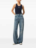 navy tank top, ribbed top, cotton tank, heart logo, casual wear