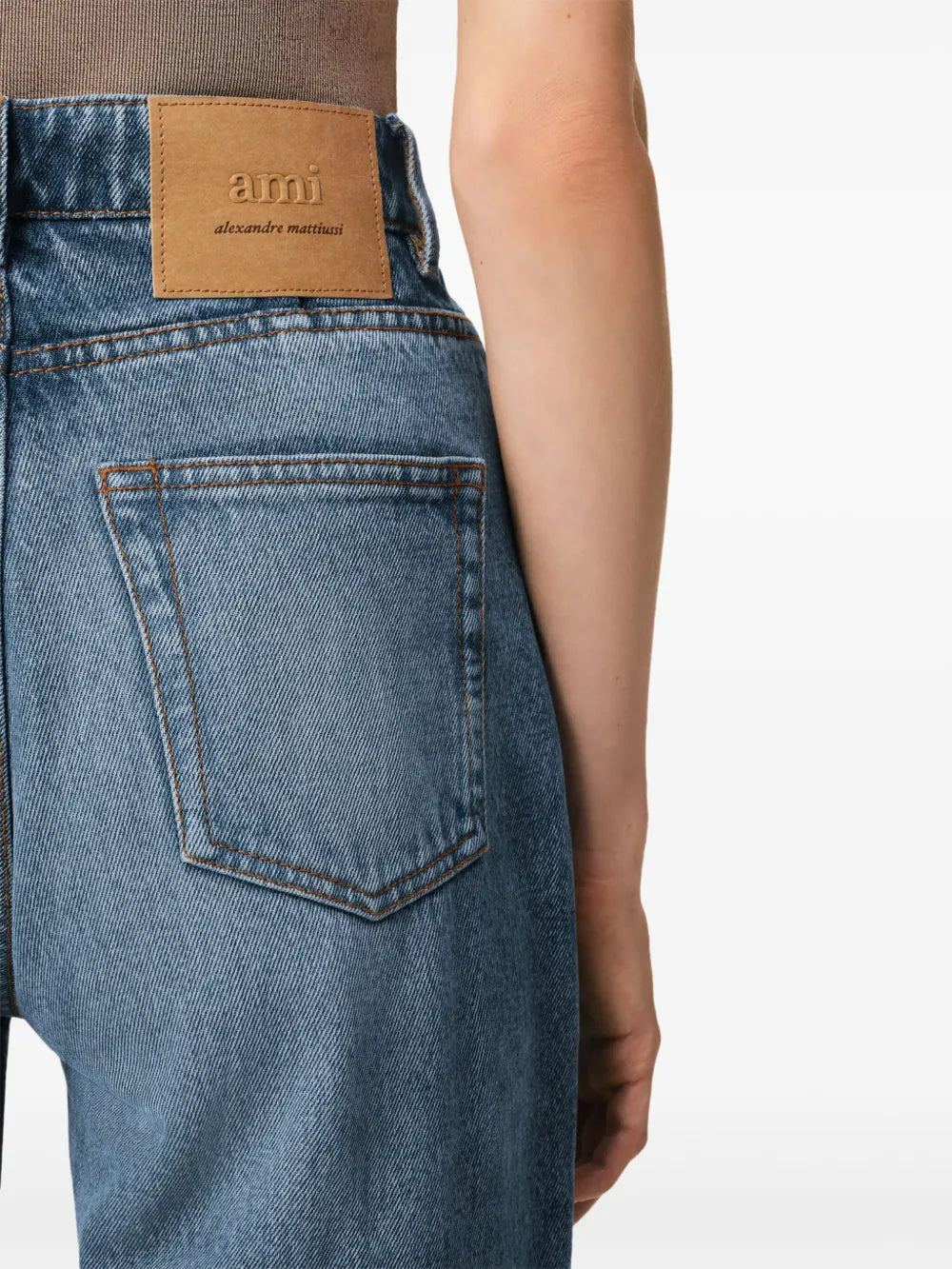 flared jeans, light denim, AMI Paris, high waist jeans, women's fashion