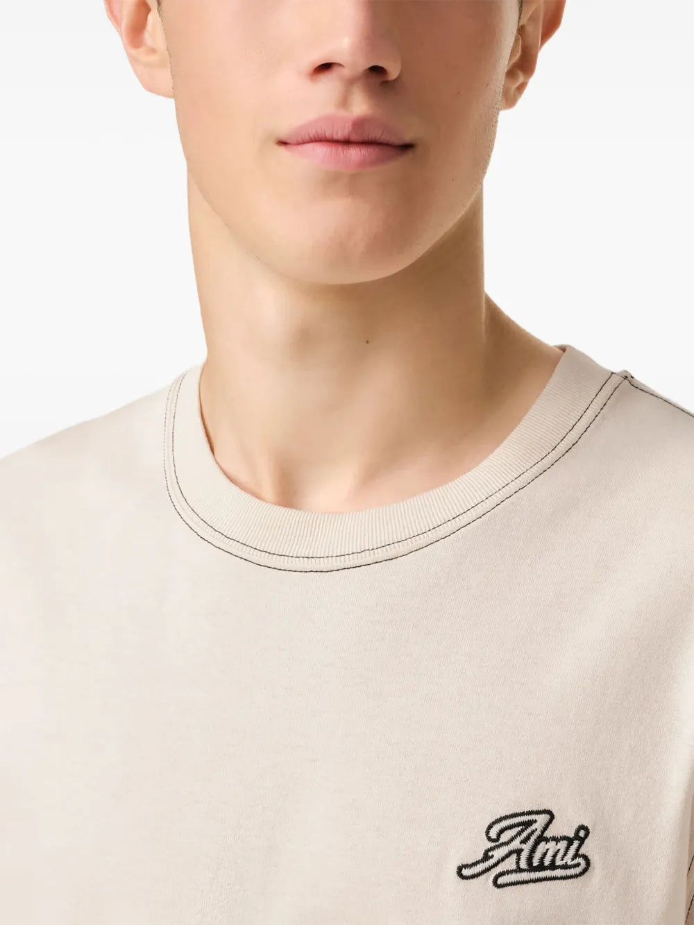 Ami T-shirt, beige shirt, men's fashion, cotton top, casual wear