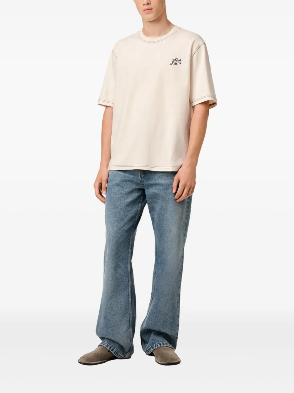 Ami T-shirt, beige shirt, men's fashion, cotton top, casual wear