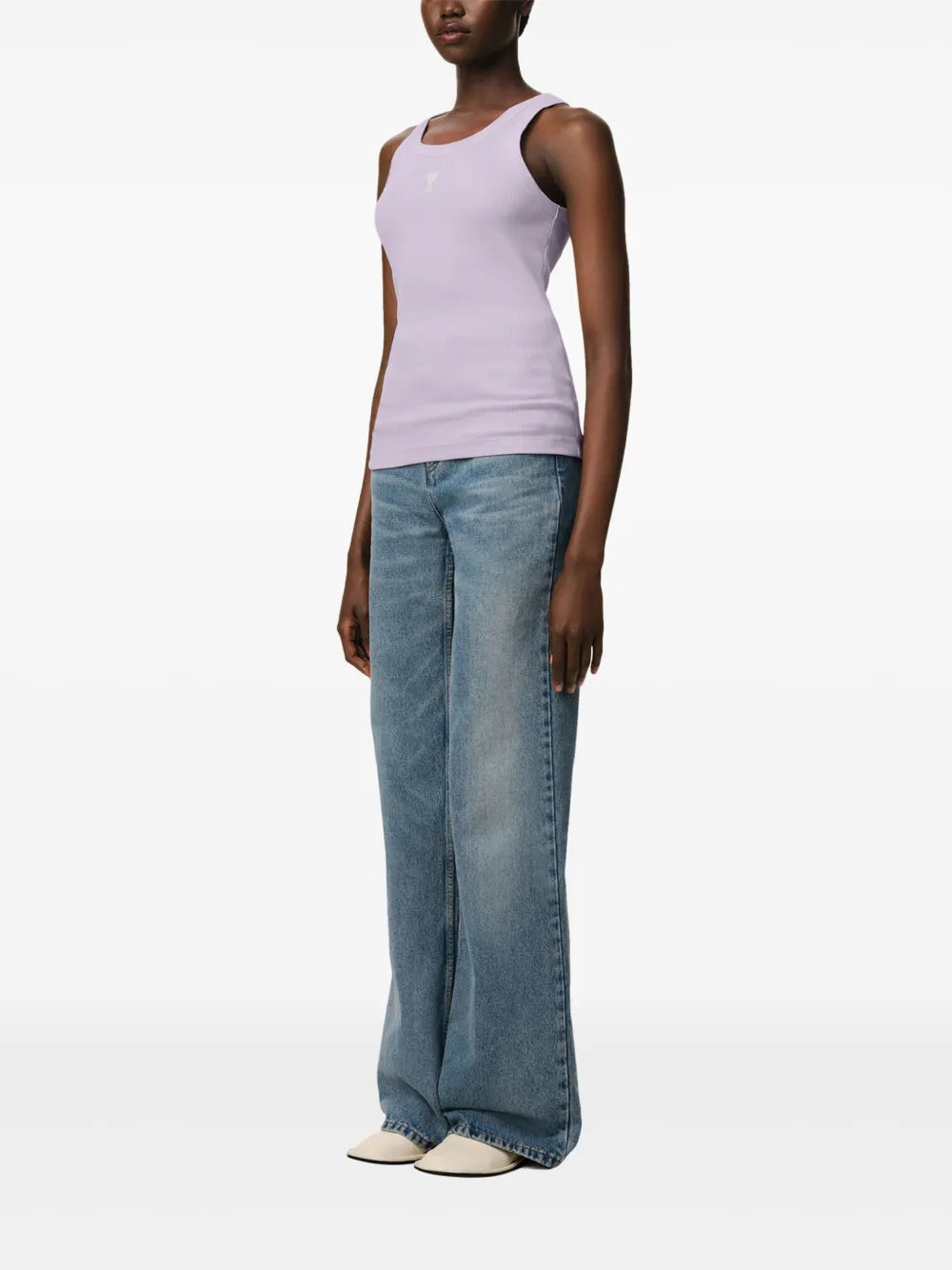 ribbed tank top, lilac top, summer fashion, cotton tank, casual wear