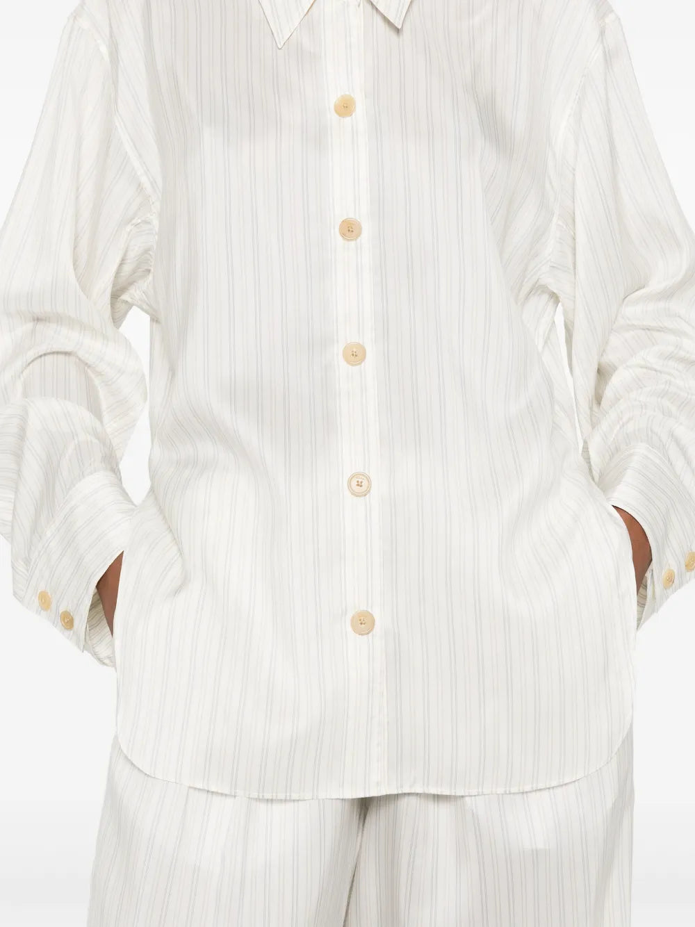 Khaite striped shirt, silk shirt, classic collar shirt, long sleeve shirt, designer womenswear