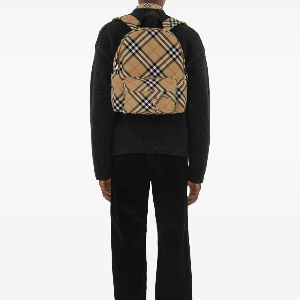 Burberry Backpack, Check Beige Backpack, Designer Accessories, Stylish Backpack, Vintage Design Backpack