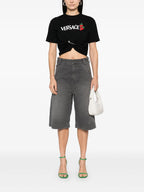 crop t-shirt, black t-shirt, strawberry print, cotton top, modern style