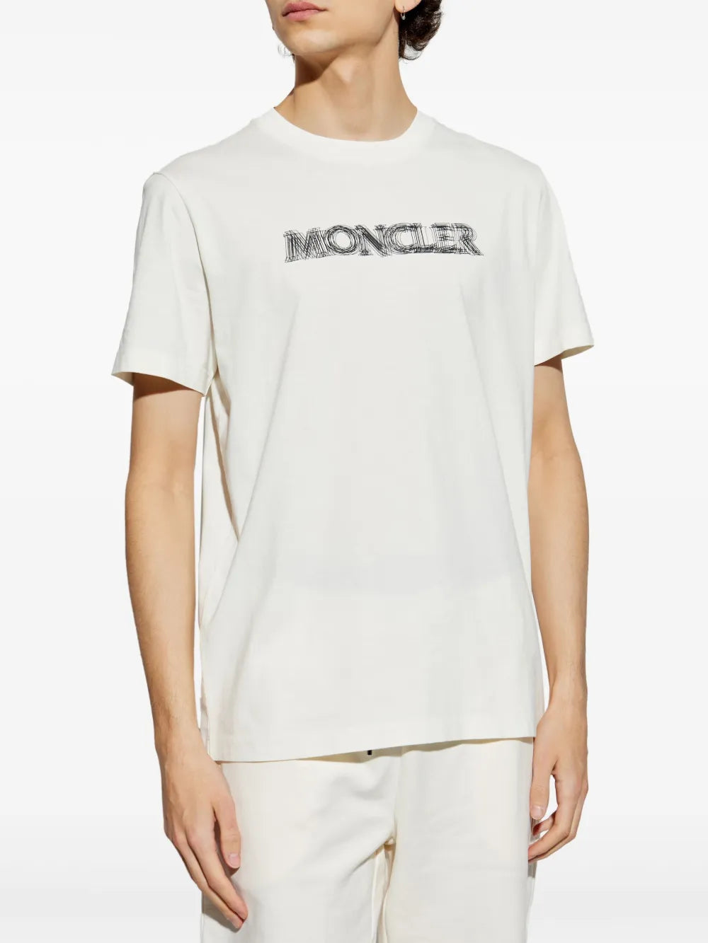 Image du T-shirt logo blanc de Moncler pour hommes - Saison Printemps-Été 2025 - Détail 1