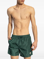 swim shorts, Moncler, green swimwear, summer fashion, men's swimwear