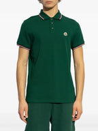 Image of Forest Green Logo Polo by Moncler for Men - Season Spring-Summer 2025 - Detail View 1