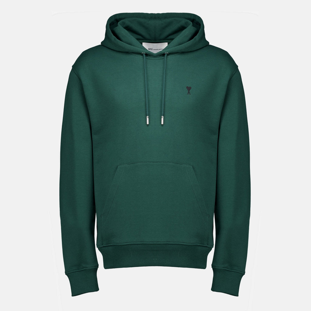 Green Cotton Hoodie with Embroidered Logo