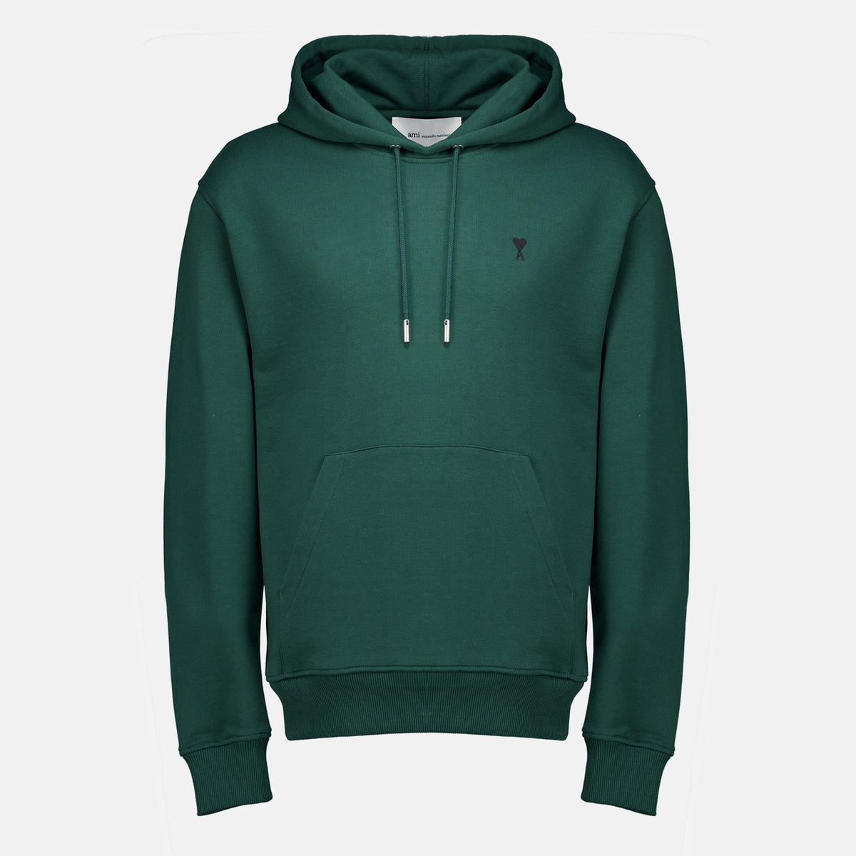 Sudadera verde de algodón con capucha y logotipo bordado