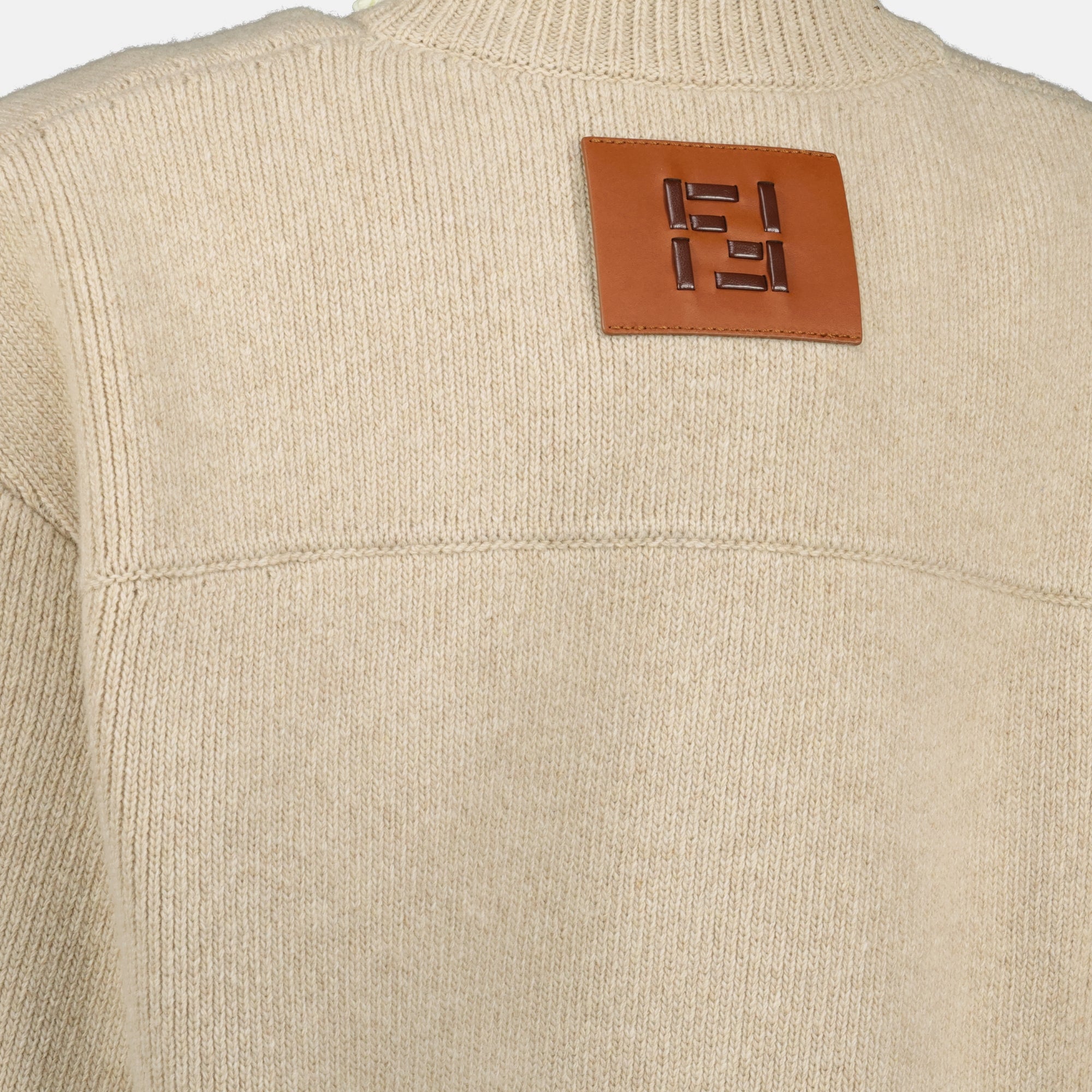 Image of Beige Wool Cardigan by Fendi for Women - Season Spring-Summer 2026 - Detail View 2