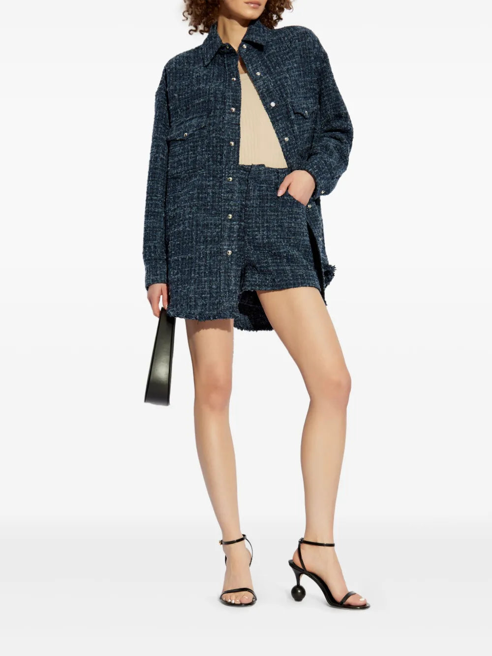 Shorts en Tweed Bleu