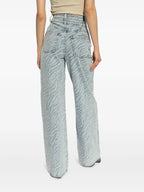 Light Blue Zebra Print Wide-Leg Jeans