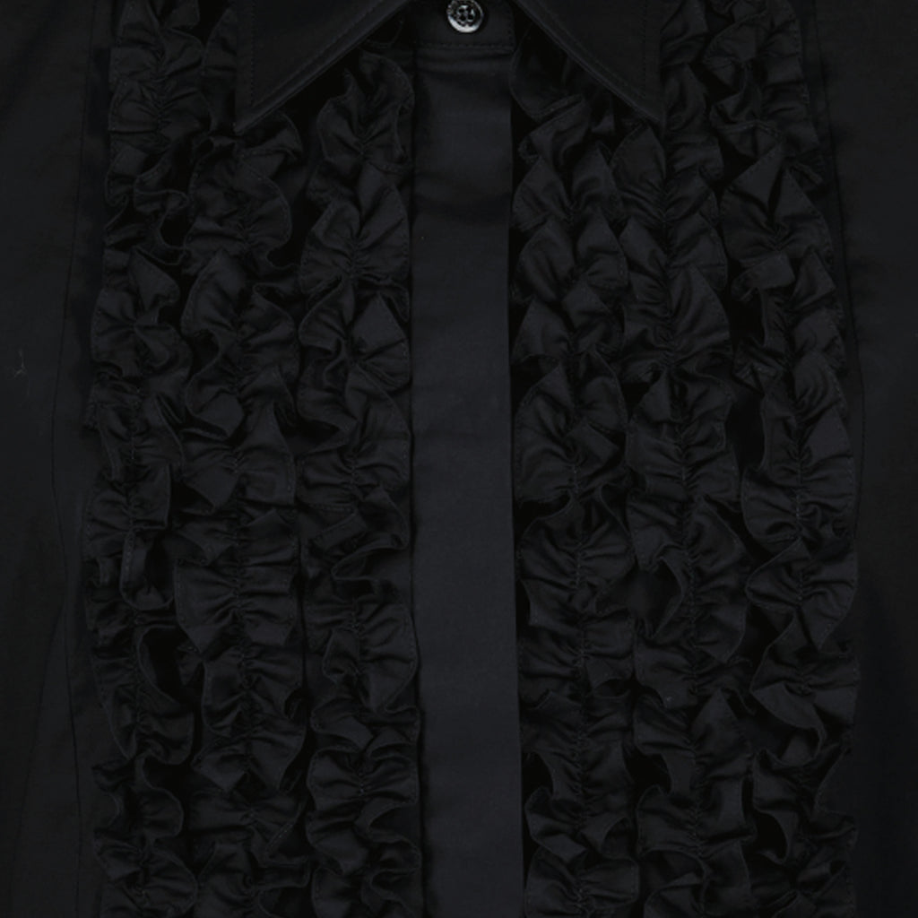 black poplin dress, Moschino dress, ruffled dress, adjustable straps, mini dress