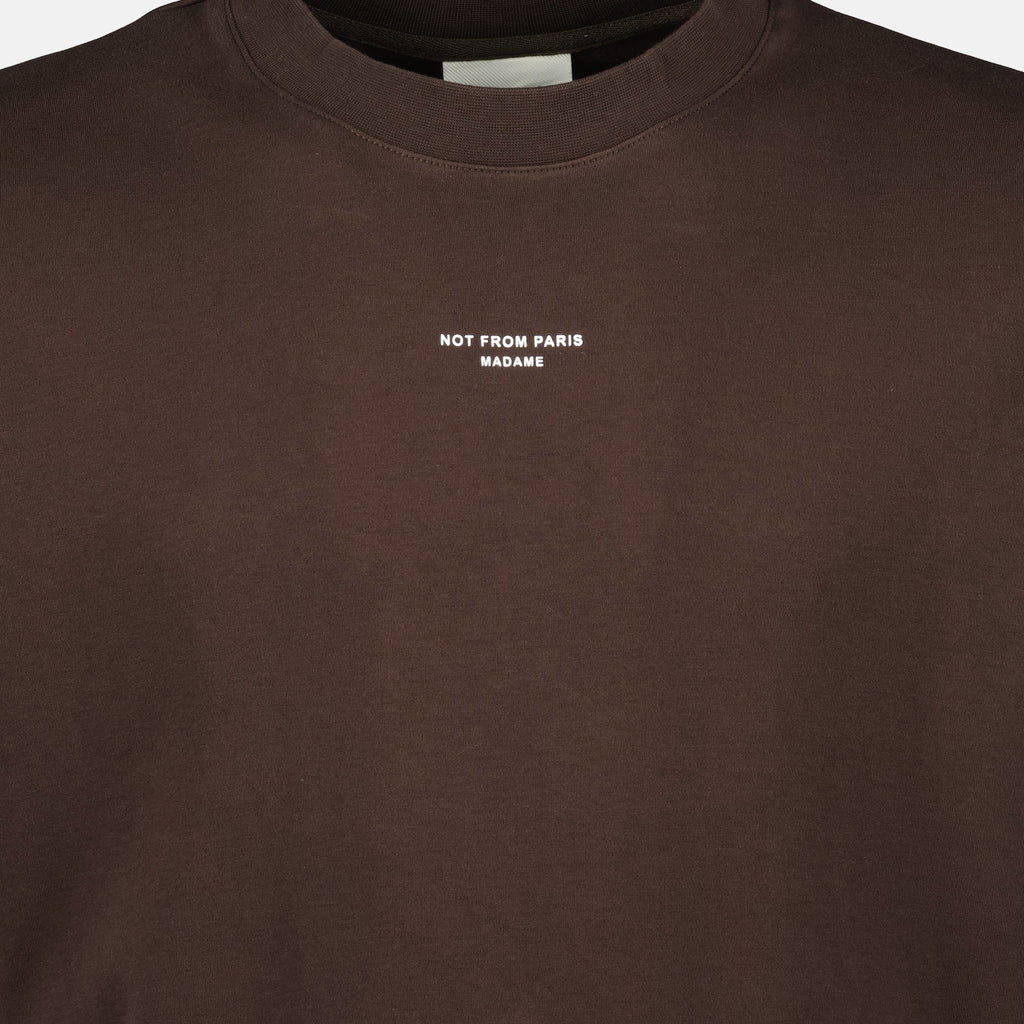 Drôle De Monsieur, Brown T-Shirt, Slogan T-Shirt, Cotton T-Shirt, Casual Wear