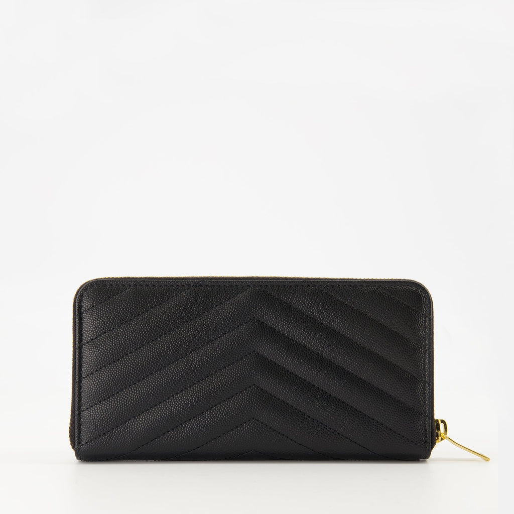 black wallet, Saint Laurent wallet, grained leather wallet, luxury accessories, Cassandre wallet