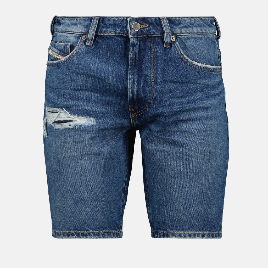 Image de shorts en denim bleu D-Fin de Diesel pour hommes - Saison Printemps-Été 2025 - Vue de face