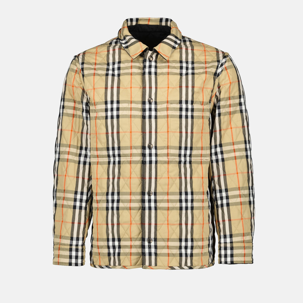 reversible jacket, quilted outerwear, Burberry style, autumn fashion, luxury jacket