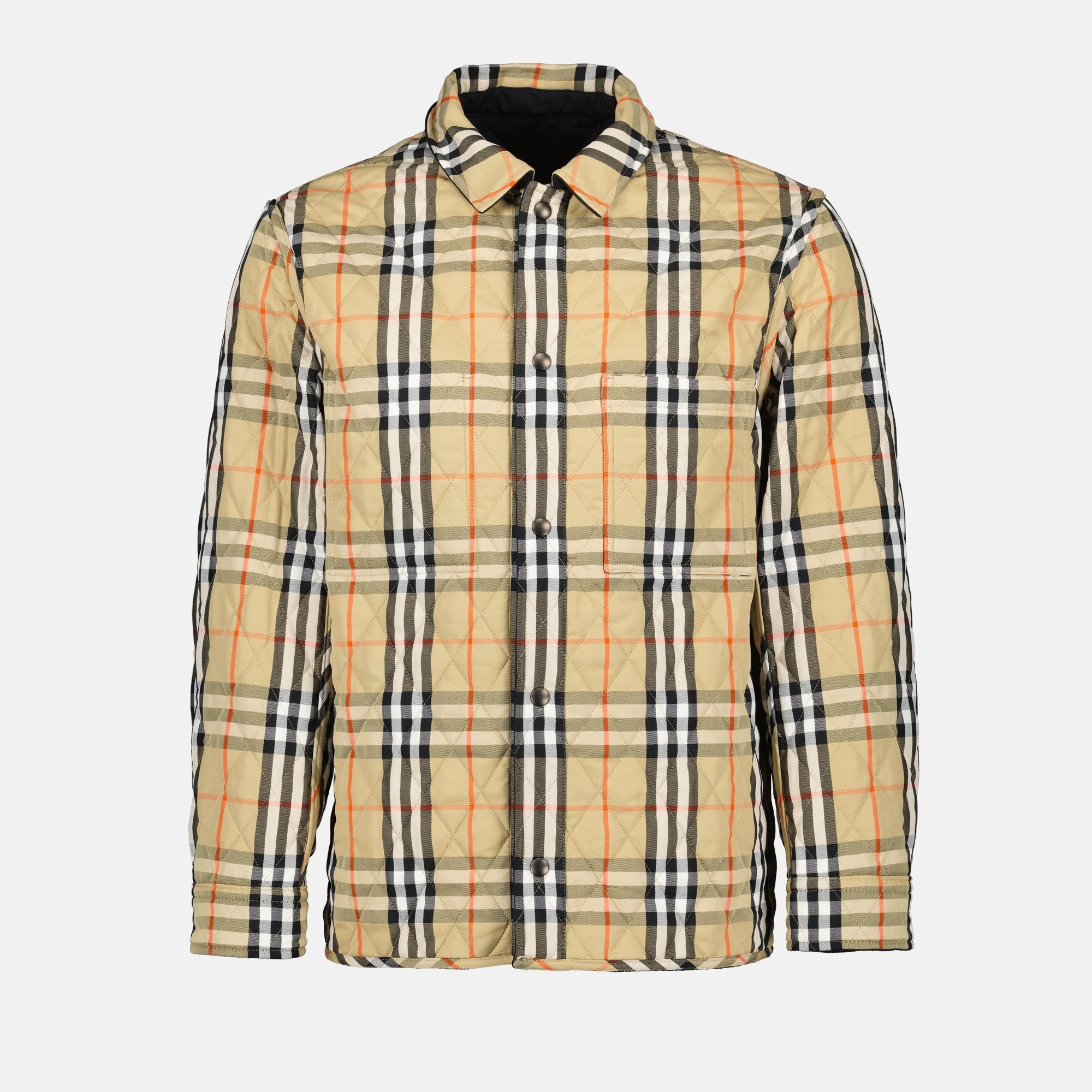 reversible jacket, quilted outerwear, Burberry style, autumn fashion, luxury jacket