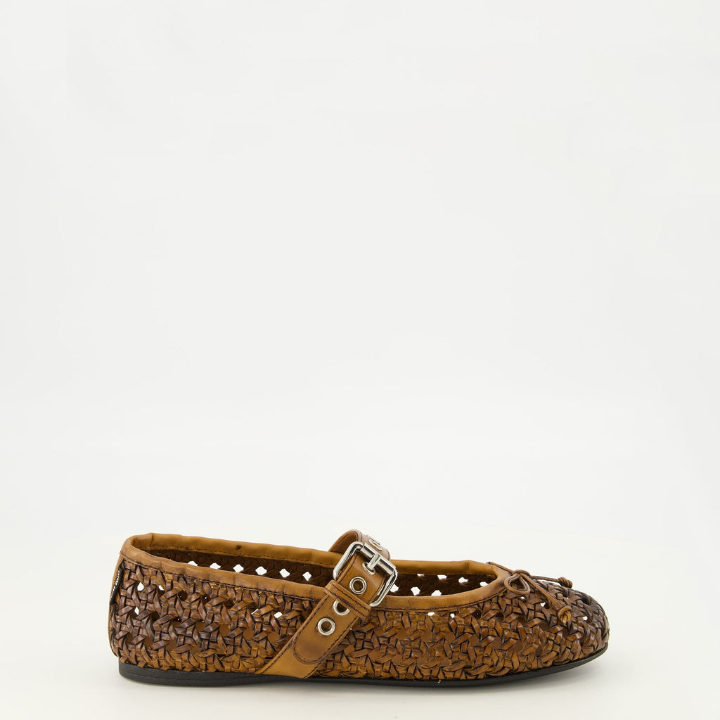 Cannage Leather Ballerinas
